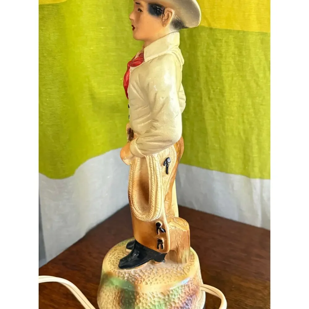 Vintage Cowboy western figurative lamp and shade